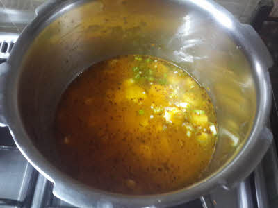 Add water to arbi curry