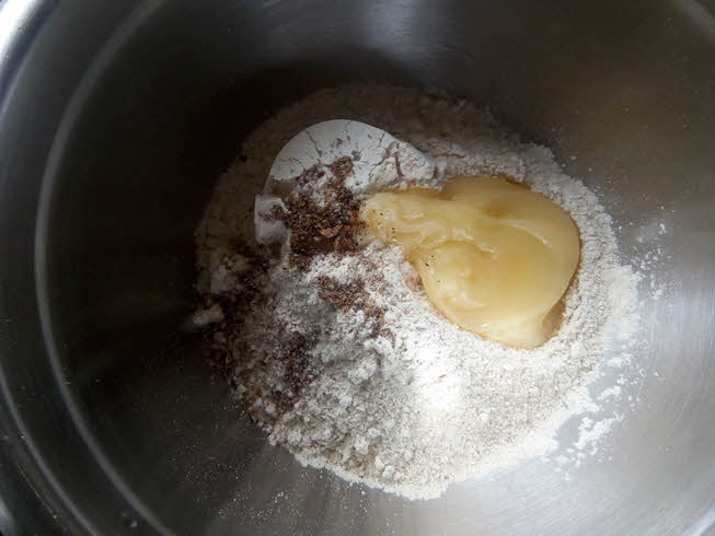Rub ghee for rotana dough