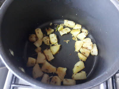 Cooking potatoes for the soup