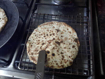 Making methi roti