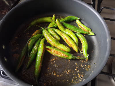 Cooking stuffed chillies