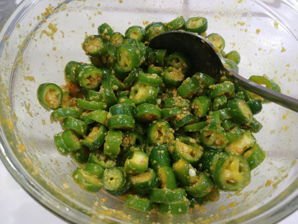 Green Chilli Pickle with Mustard