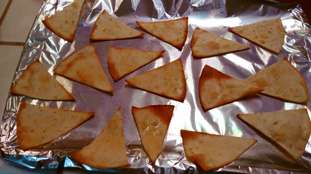 Bake tortilla wedges