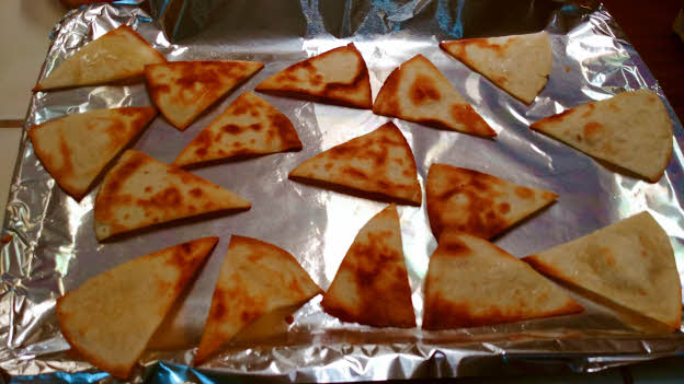 Bake tortilla wedges