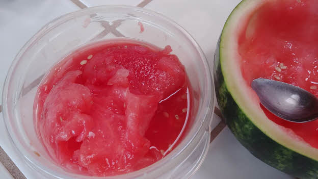 Scoop out watermelon