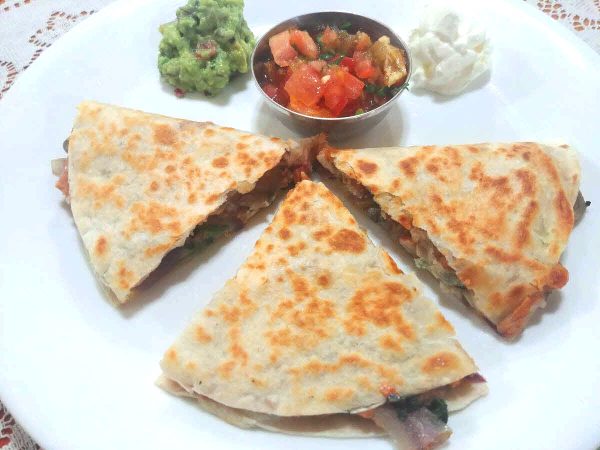 Spinach Mushroom Corn Quesadilla