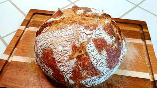 Sourdough bread is ready to be cut and served