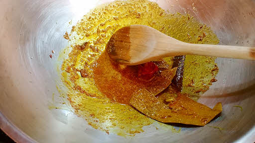 red chilli powder, turmeric powder and coriander powder