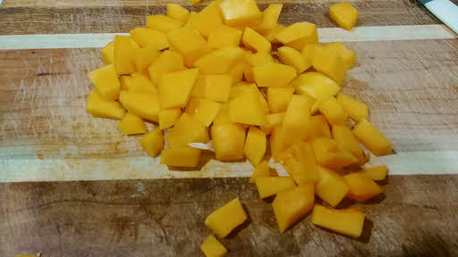 Peel and chop butternut squash