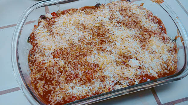 assemble the enchilada casserole