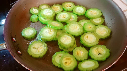 Sauteing karela