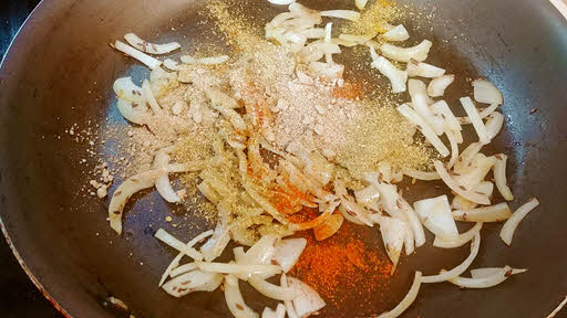 add turmeric powder, chilli powder, coriander powder