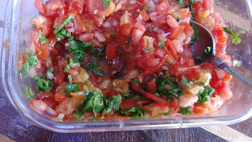 mix everything for orange salsa