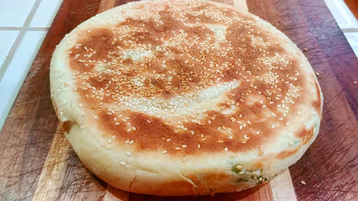 Chinese Bread with Sesame Seeds & Scallions is ready