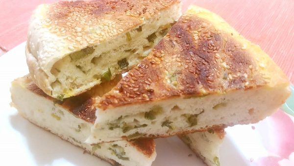 Chinese Bread with Sesame Seeds & Scallions