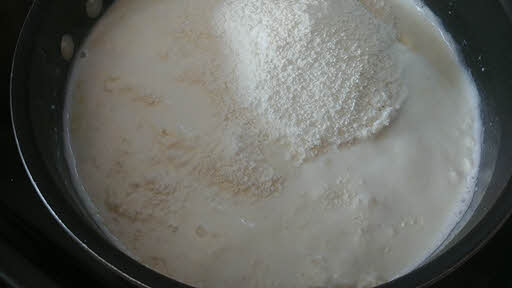 Slowly the milk mixture will start to thicken