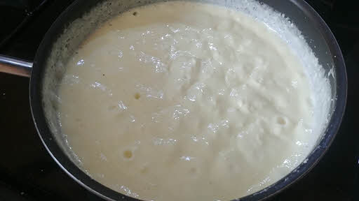 Slowly the milk mixture will start to thicken