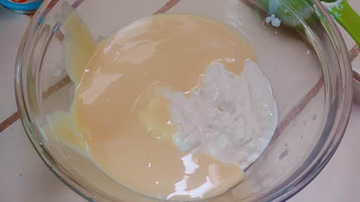 hung yogurt and condensed milk