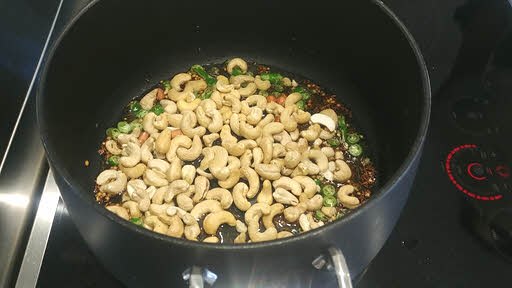 Fry cashews and peanuts