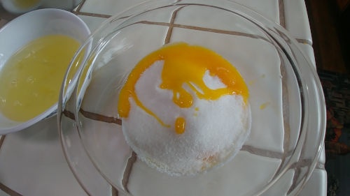 whisk egg yolks and sugar