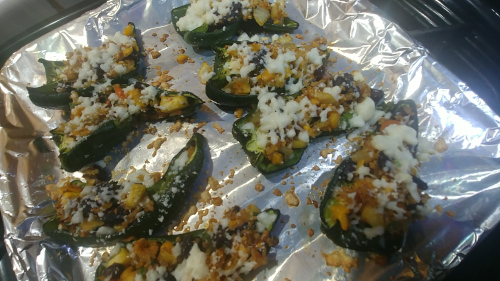 Mexican style Stuffed Poblano Peppers are ready to serve