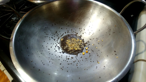 Fry mustard seeds