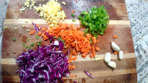 Chop all the vegetables finely