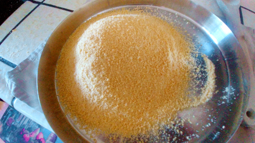 Mix ghee in besan