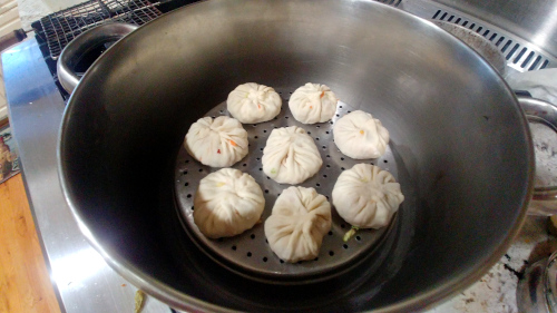 Steam the momos